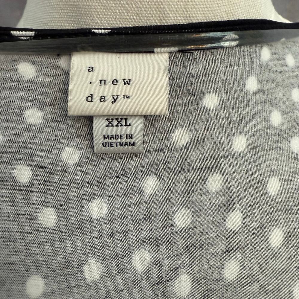 Black White Polka Dot Wrap Dress Stretchy XXL with Tie Bow Waist Mid Length - Picture 10 of 10